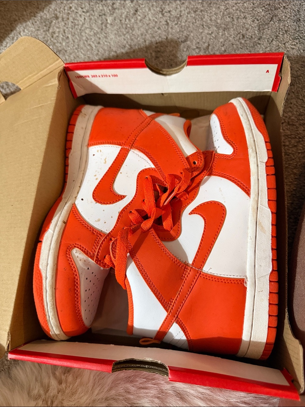 Nike Kids High-Top Sneakers in Orange and White
